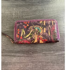 Sak Roots Embroidered Lizard Wallet Multi Color Many Card Slots And Compartments